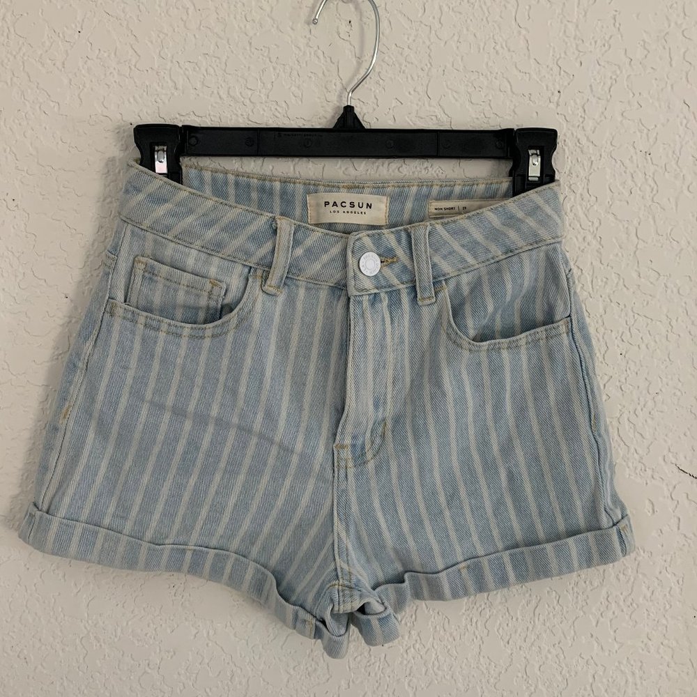 PacSun Stripped Jean Mom Shorts